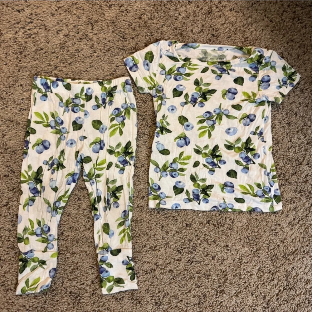 Post Peanut Kids Blueberry Carolina Print Pajamas Set